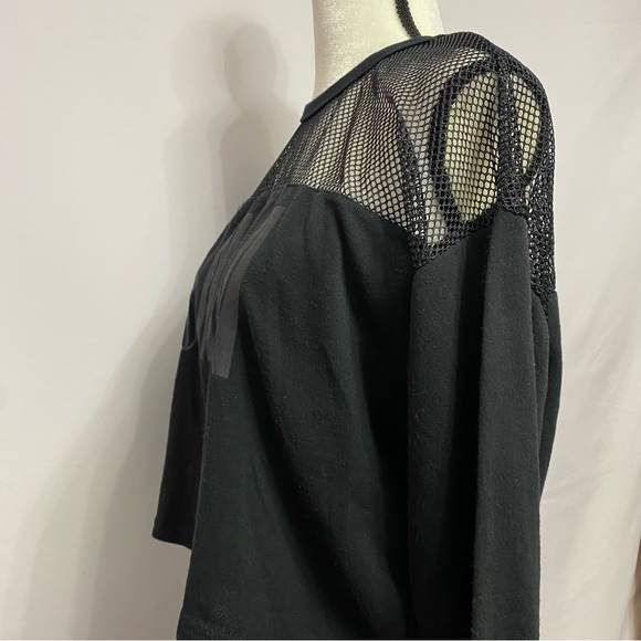 NBA Black Cropped Mesh Cotton  Long Sleeve Top Size Large #1323 - Picture 4 of 9
